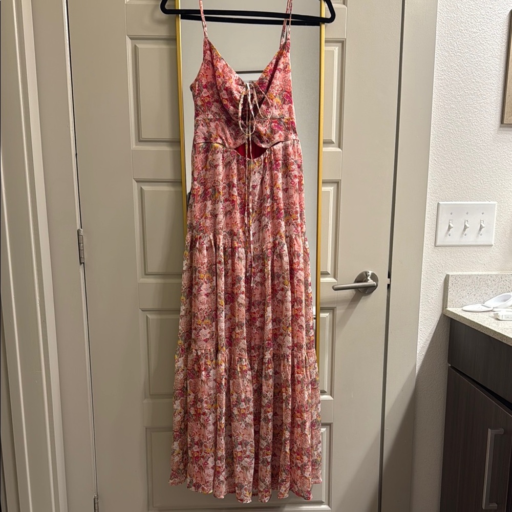 Astr the Label - Floral Pink Cutout Maxi Dress